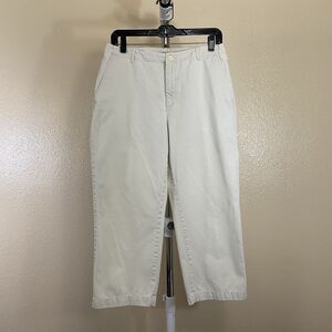 Lands End Linen/ Cotton Blend Capri Pants light khaki size 10